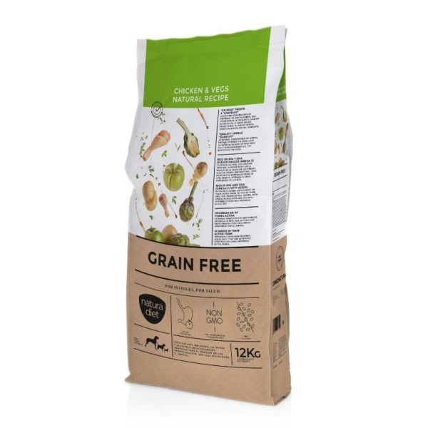 natura diet grain free chicken & vegs comida natural perros sin cereales pollo